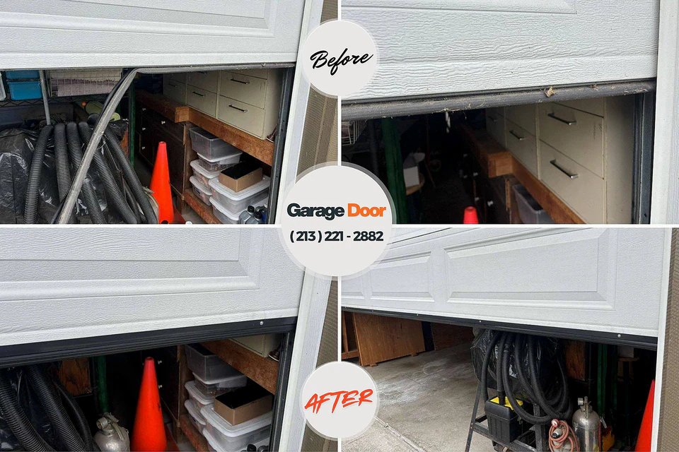 Before and after: garage door repair Hopwood, PA